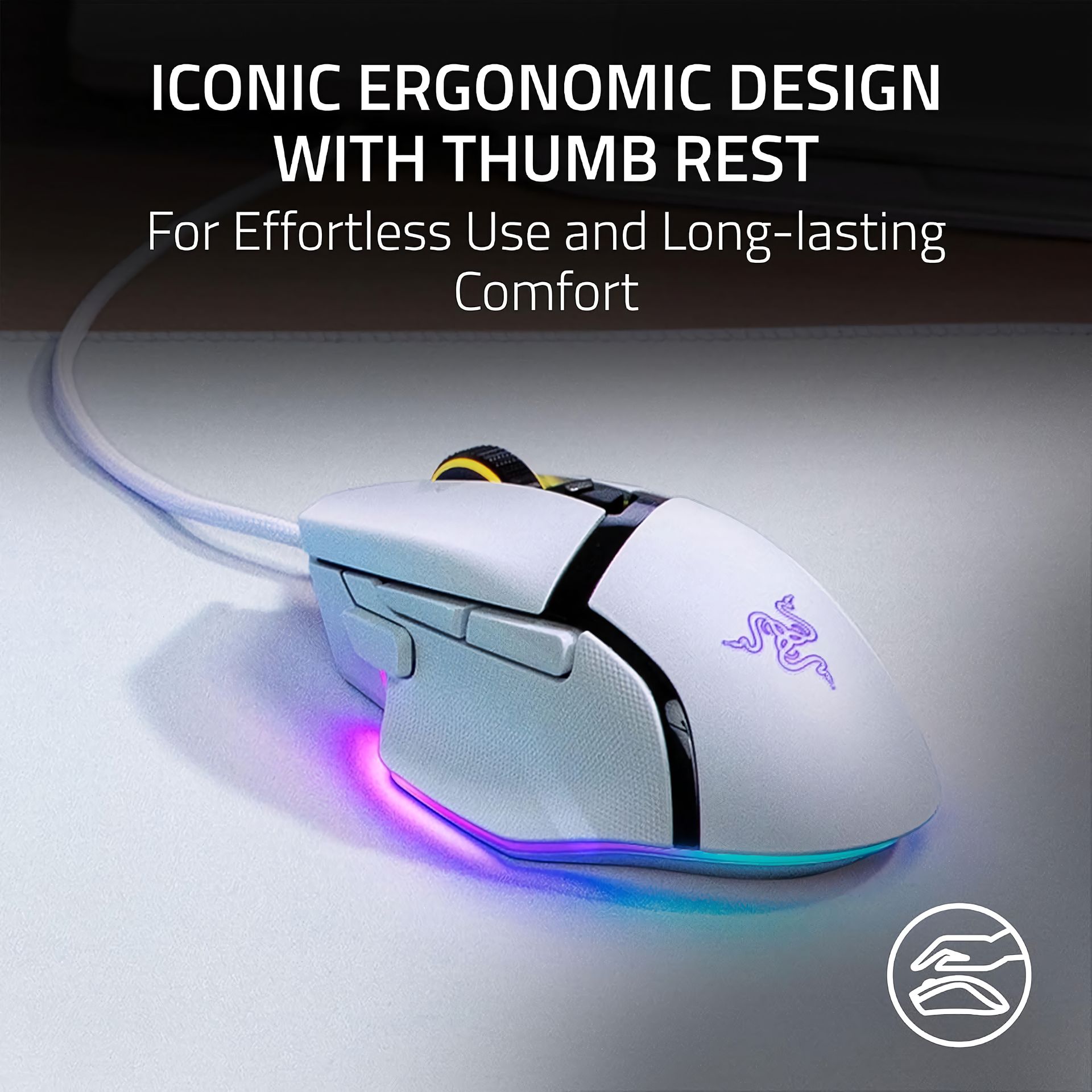 Razer Basilisk V3 white RGB ergonomic gaming mouse