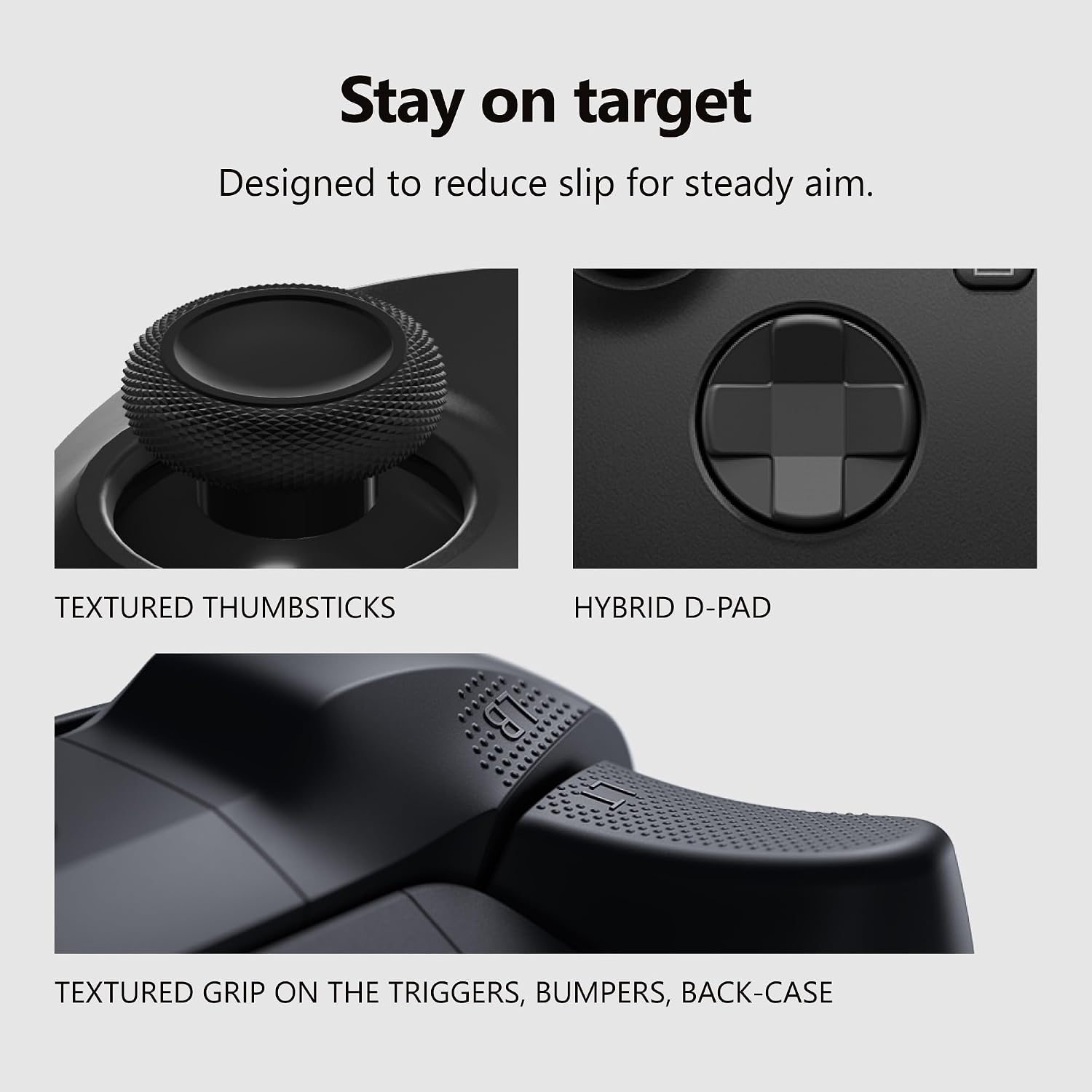 Xbox controller textured thumbsticks hybrid D-pad and grip